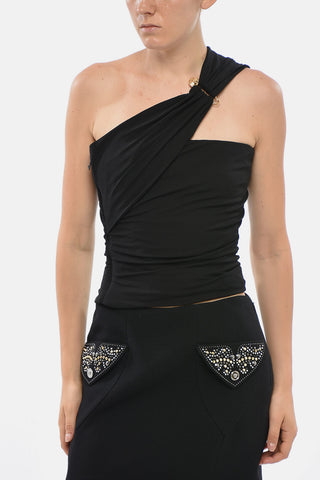 Drapiertes Ein-Schulter-Bustier-Top