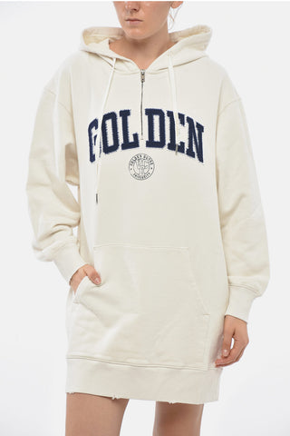 Vestito in Felpa con Mezza Zip e Cappuccio