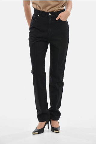 다크 워시 스트레이트 레그 진 프레이드 밑단 18cm