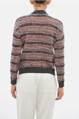Cardigan Aus Wollmischung Mit Lurex-Details Und Schmuckknöpfen