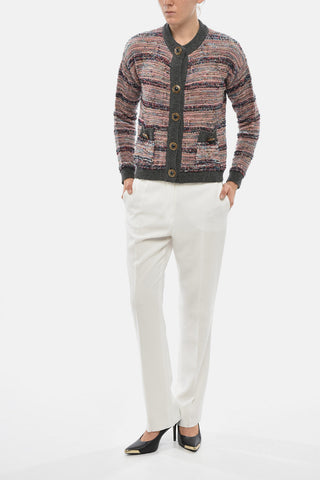 Cardigan Aus Wollmischung Mit Lurex-Details Und Schmuckknöpfen