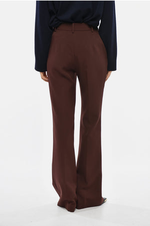 High-Waist Flared Trousers with Side Zip