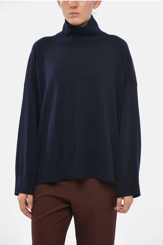 Pullover in Lana a Collo Alto con Monogram Ricamato