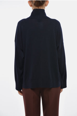 Pullover in Lana a Collo Alto con Monogram Ricamato