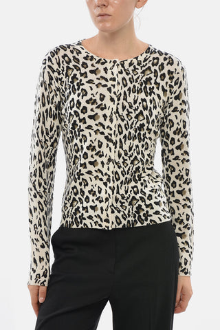 Cardigan Aus Schurwolle Und Kaschmir Mit Animalier-Muster