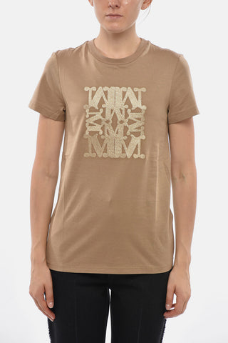 T-Shirt Girocollo TAVERNA in Jersey di Cotone con Monogram in Lurex
