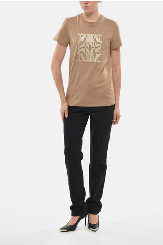 T-Shirt Girocollo TAVERNA in Jersey di Cotone con Monogram in Lurex