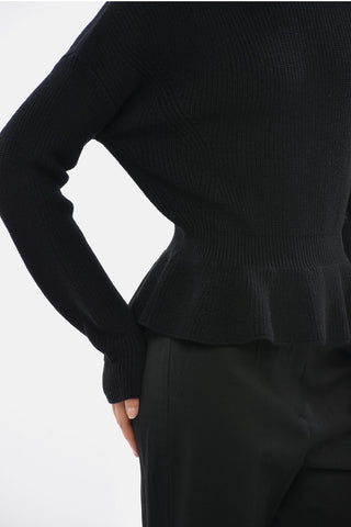 Rundhals-Pullover Aus Wolle Mit Ausgestelltem Saum
