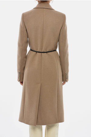 SPORTMAX Maxi Cappotto a Doppiopetto GHIA In Lana Vergine con Cintura