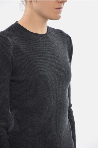 Ribbed Merino Wool Crewneck Sweater