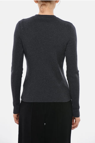 Ribbed Merino Wool Crewneck Sweater