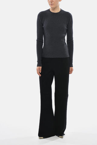 Ribbed Merino Wool Crewneck Sweater