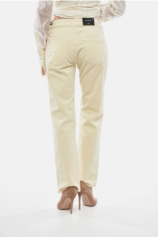 Pantaloni a 5 Tasche CALLIE In Velour a Coste e a Vita Regolare
