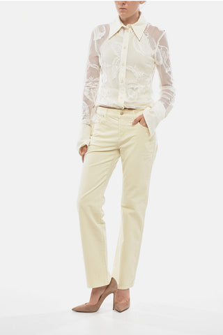 Pantaloni a 5 Tasche CALLIE In Velour a Coste e a Vita Regolare