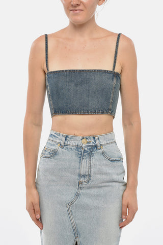 Denim Bustier Top with Back Zip