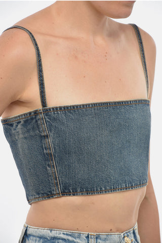 Denim Bustier Top with Back Zip