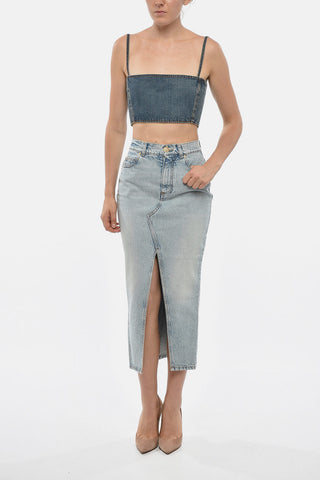 Denim Bustier Top with Back Zip