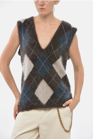 V‑Ausschnittpullover aus Kaschmir mit Argyle‑Muster