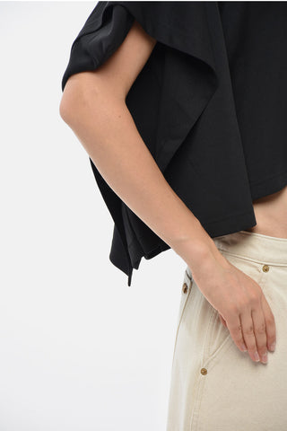 Solid-Color Crewneck T-Shirt With Batwing Sleeves