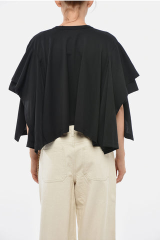 Solid-Color Crewneck T-Shirt With Batwing Sleeves