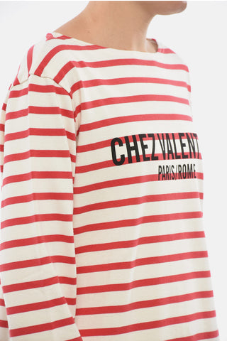Zweifarbiges Langarm-T-Shirt mit Streifen