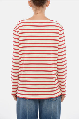 Zweifarbiges Langarm-T-Shirt mit Streifen