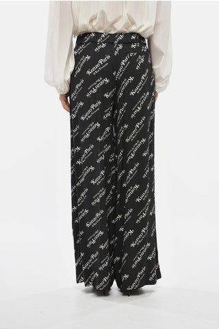 Pantaloni a Gamba Larga con Stampa Logo All-Over con Elastico in Vita