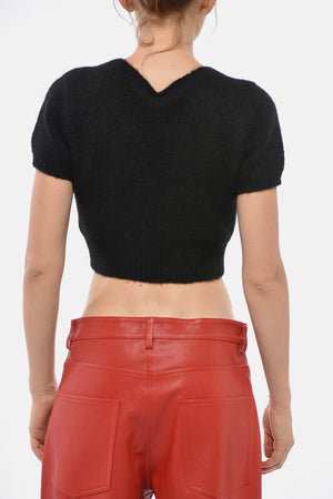 Cropped V‑Ausschnitt‑Pullover mit kurzen Ärmeln