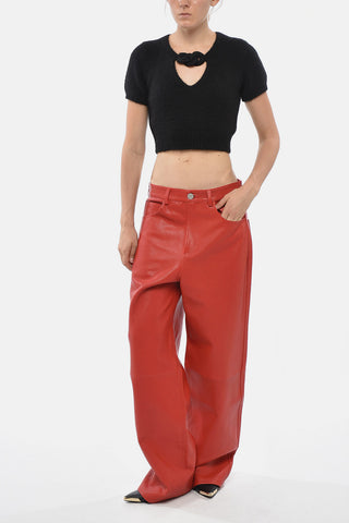 maglia Crop Scollo a V Con Maniche Corte