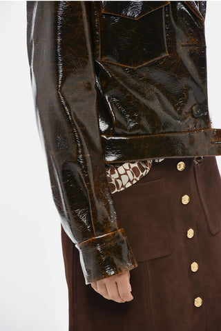 SPORTMAX Vegan Leather Cropped Jacket MACRO with Glossy Effect