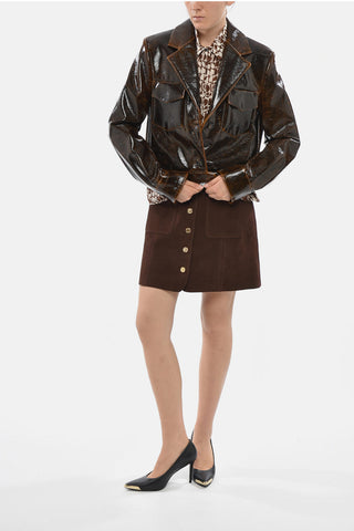 SPORTMAX Vegan Leather Cropped Jacket MACRO with Glossy Effect