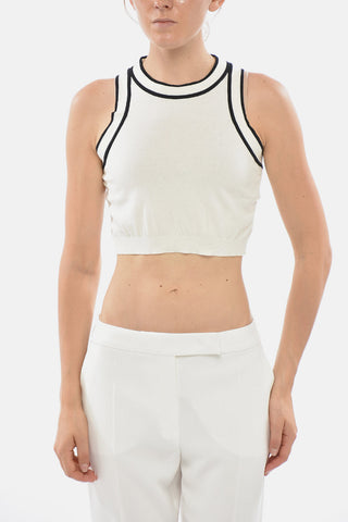 Crop-Top RUGGERO aus Baumwollmischung mit kontrastierendem Saum