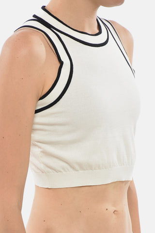 Crop-Top RUGGERO aus Baumwollmischung mit kontrastierendem Saum
