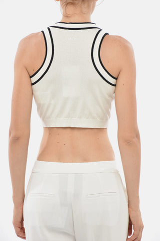 Crop-Top RUGGERO aus Baumwollmischung mit kontrastierendem Saum