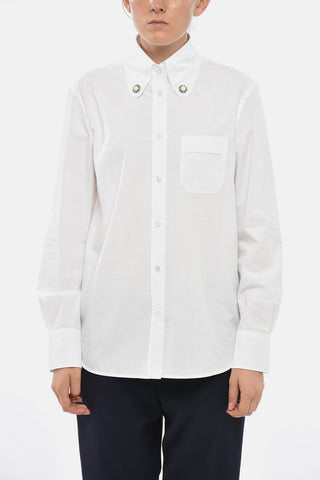 Button-Down-Bluse Aus Baumwollpopeline Mit Schmuckknöpfen
