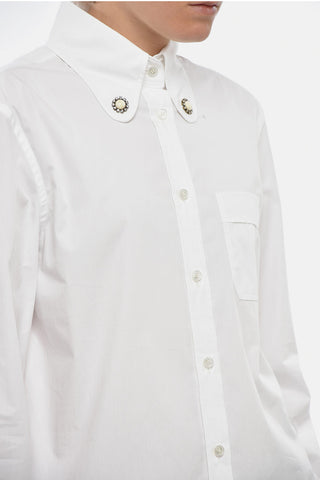 Button-Down-Bluse Aus Baumwollpopeline Mit Schmuckknöpfen