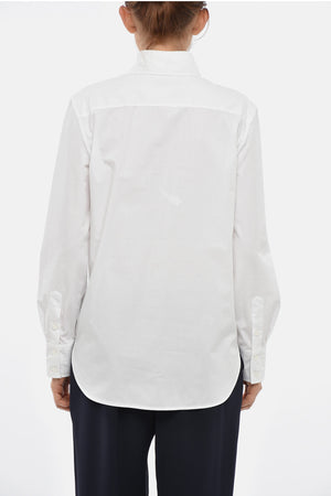 Cotton Poplin Button-Down Shirt With Jewel Buttons