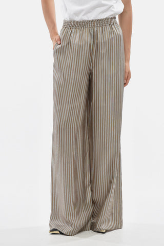 Pantaloni LADINO In Seta a Righe con Elastico in Vita