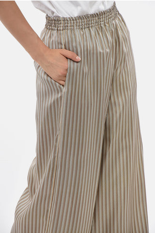 Pantaloni LADINO In Seta a Righe con Elastico in Vita