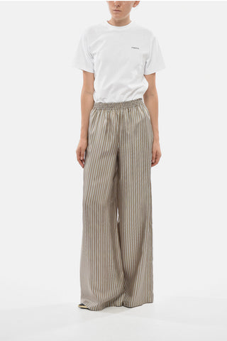 Pantaloni LADINO In Seta a Righe con Elastico in Vita