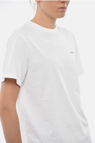 T-shirt Girocollo in Cotone con Stampa Logo A Contrasto