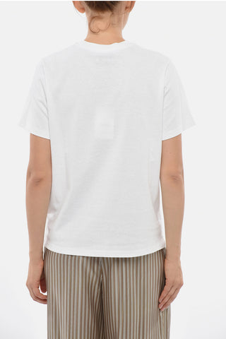 T-shirt Girocollo in Cotone con Stampa Logo A Contrasto