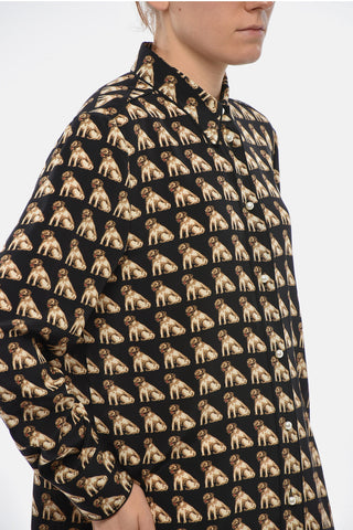 Silk Blouse With All-Over Dog Print