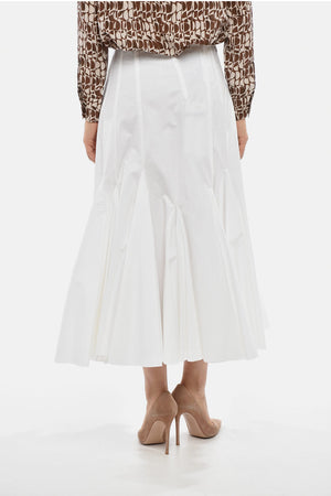 SPORTMAX Maxi Gonna DINGEY Svasata in Popeline di Cotone