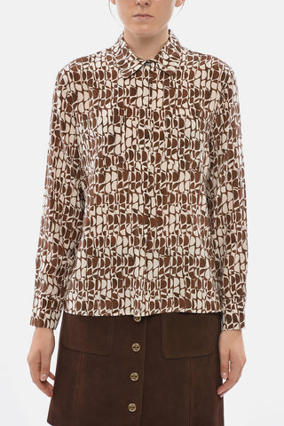 S Blusa EDIPO In Seta con Stampa All-Over Bicolore