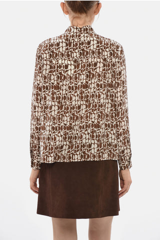 S Blusa EDIPO In Seta con Stampa All-Over Bicolore