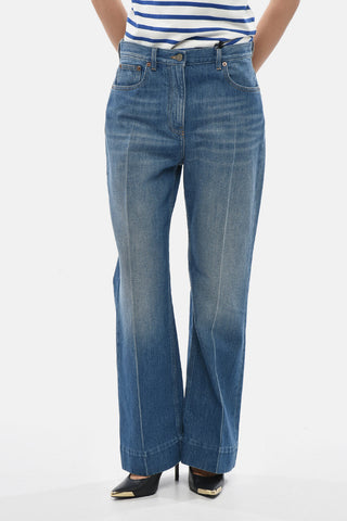 Flared Jeans With Whiskering Effect 26cm