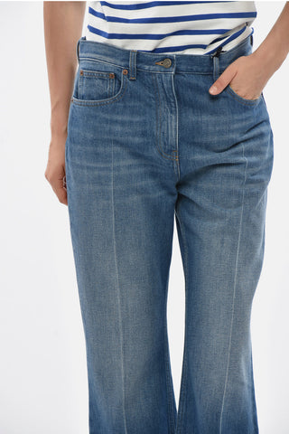 Flared Jeans With Whiskering Effect 26cm