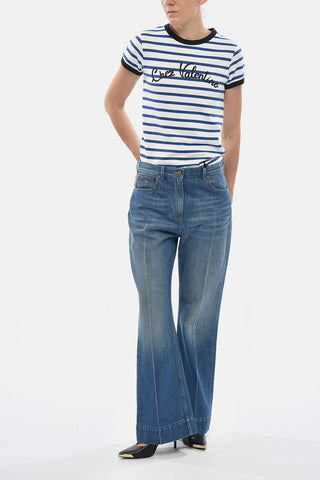 Flared Jeans With Whiskering Effect 26cm