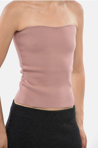 Solid-Color Strapless Knit Top